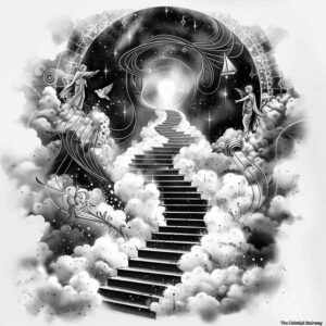 stairs tattoo design ideas Surrealism vibrant contrasts architectural tattoo courage and power