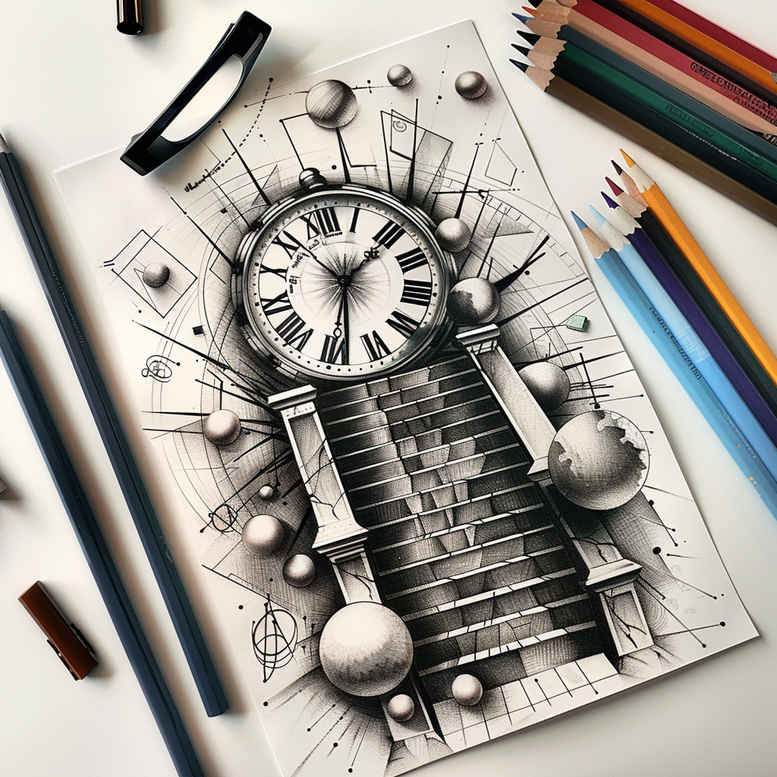 stairs tattoo design ideas Surrealism abstract ascent for arm