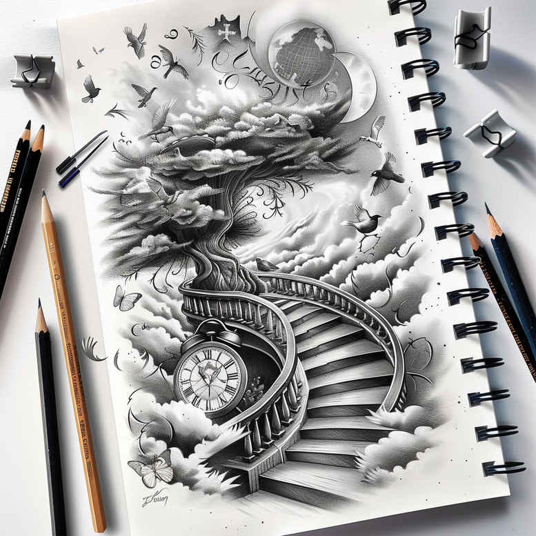 stairs tattoo design ideas moody ascent for hand
