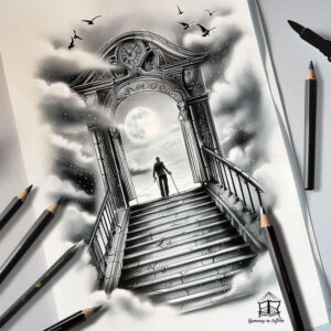 stairs tattoo design ideas strong contrast ascent for hip