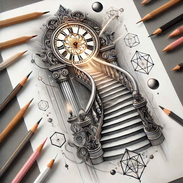 stairs tattoo design ideas Realism true skin ascent for upper shoulder