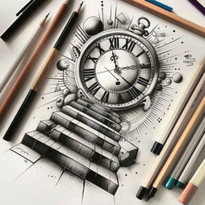 stairs tattoo design ideas Surrealism whimsical ascent for wrist