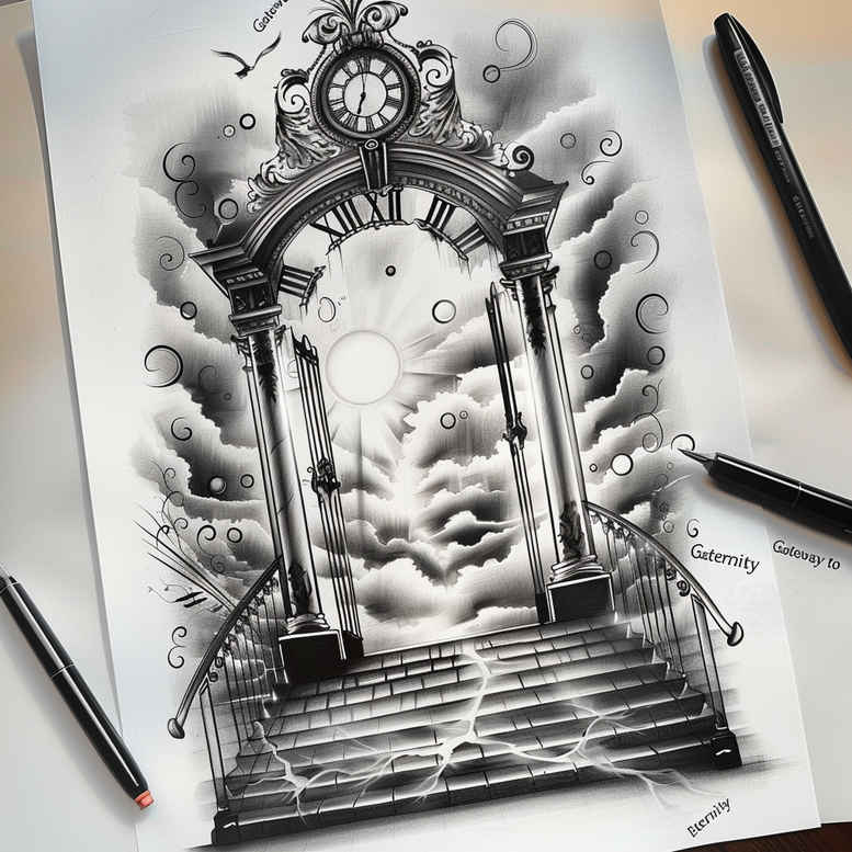 stairs tattoo design ideas Surrealism subconscious themes continuous step shows determination
