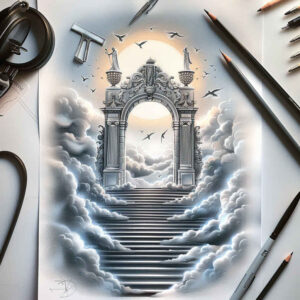 stairs tattoo design ideas illustrative style depth illusion for side