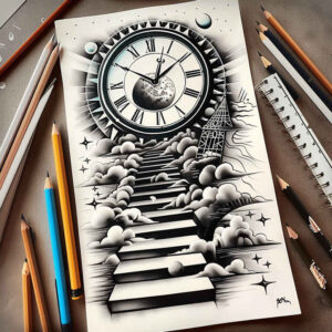 stairs tattoo design ideas layered inks depth illusion shows resilience