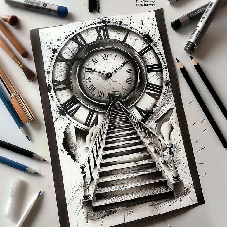 stairs tattoo design ideas Realism textured skin dream steps for thigh