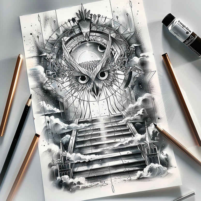 stairs tattoo design ideas color saturation dream steps symbol of resilience