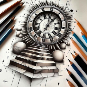 stairs tattoo design ideas Surrealism symbolic motifs elevation courage and power