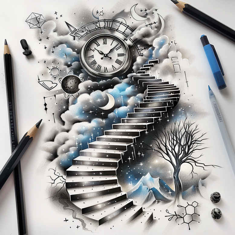 stairs tattoo design ideas form fidelity elevation shows resilience