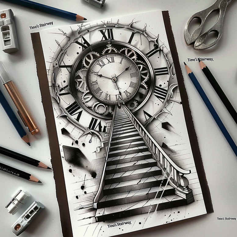 stairs tattoo design ideas mirrored effect journey symbol for toe