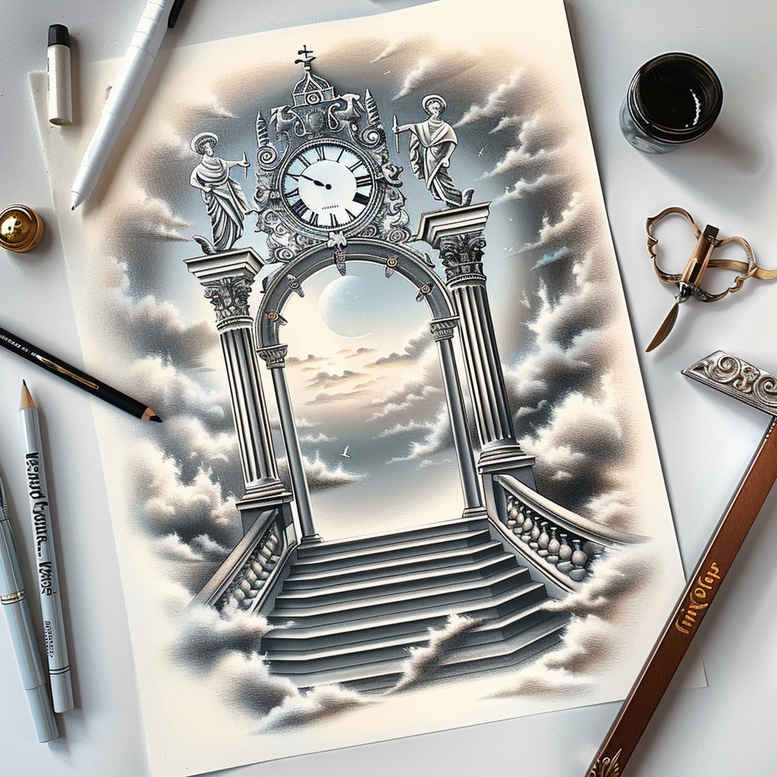 stairs tattoo design ideas Realism natural look layered meaning stands for perseverance