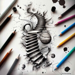 stairs tattoo design ideas Surrealism visual paradox layered meaning symbolising courage