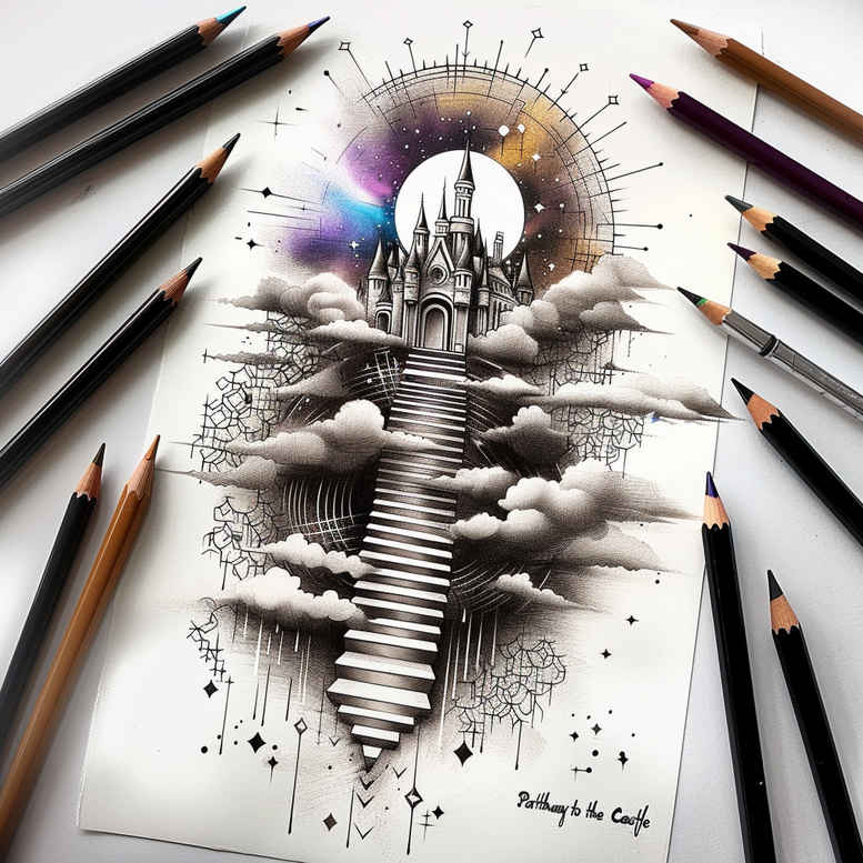 stairs tattoo design ideas minimal levels strength and power