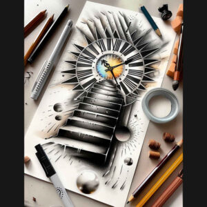 stairs tattoo design ideas Surrealism fantastical mysterious steps embodying resilience