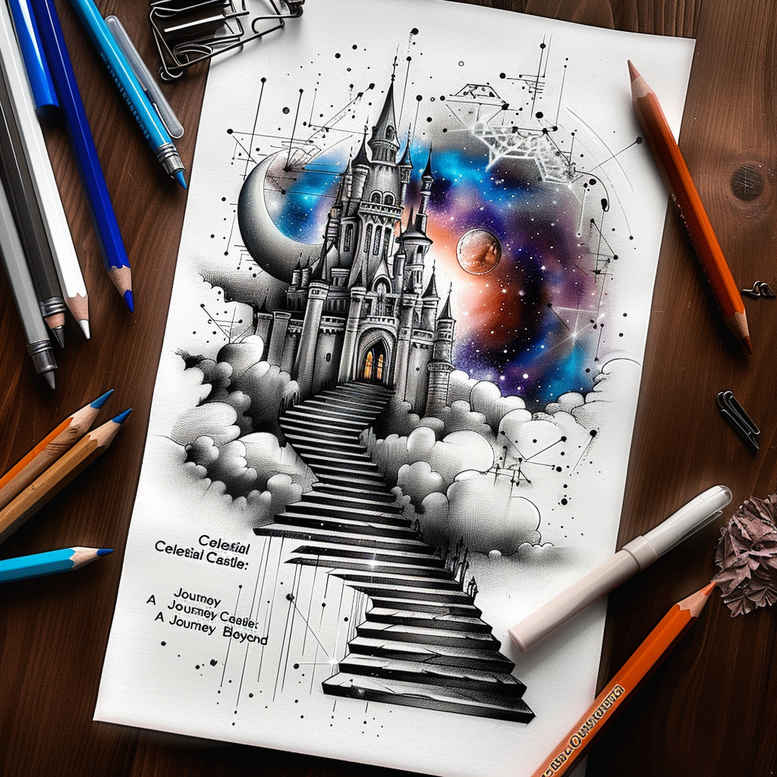 stairs tattoo design ideas saturated hues mysterious steps for triceps
