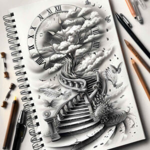 stairs tattoo design ideas high-contrast rising path resilience and power