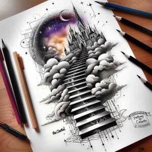 stairs tattoo design ideas detailed linework stair lines for full back