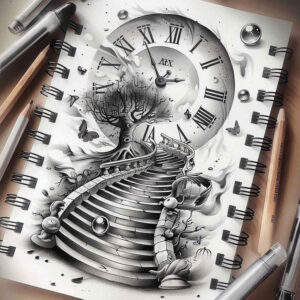 stairs tattoo design ideas 3D-rendered stair lines for palm