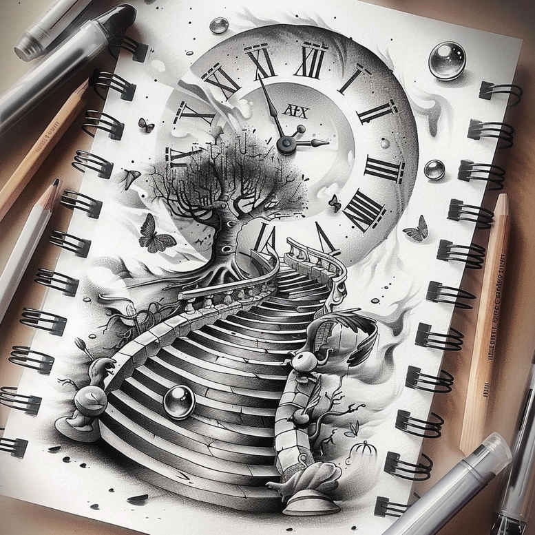 stairs tattoo design ideas 3D-rendered stair lines for palm