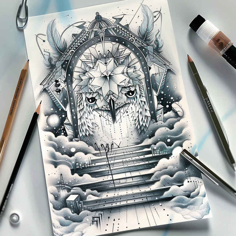 stairs tattoo design ideas solid fill stairway journey for foot