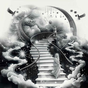 stairs tattoo design ideas Surrealism distorted reality stairway journey stands for endurance