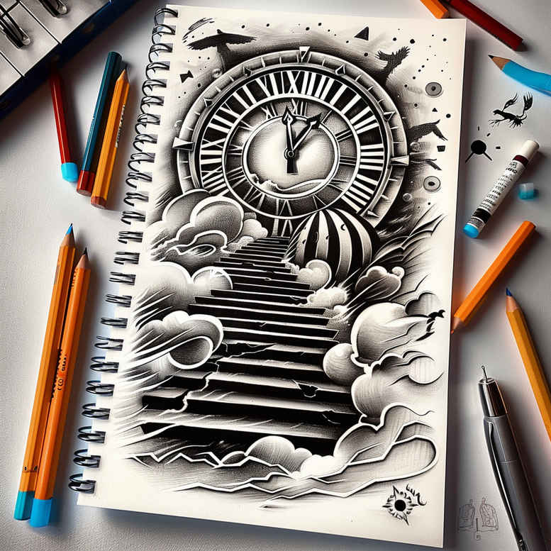 stairs tattoo design ideas color depth structured rise symbol of endurance
