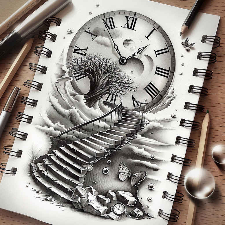 stairs tattoo design ideas clean contrast structured rise symbolising resilience