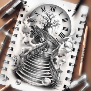 stairs tattoo design ideas textured symbolic climb for neck