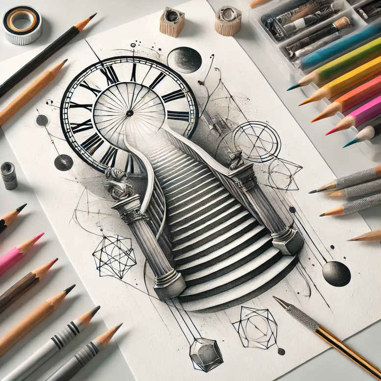 stairs tattoo design ideas minimalist upward energy for side torso