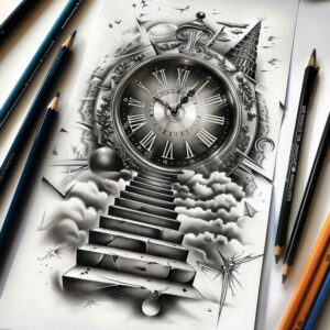 stairs tattoo design ideas refined lines visual metaphor symbol of determination