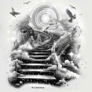 transformation-symbol-stairs-tattoo – tattoo design ideas free ai generated – neotraditional-bold-texture – for-upper-chest – Gallery: stairs-inkby-ai