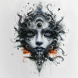 3d-effect-figure-tattoo – tattoo design ideas free ai generated – spectral – for-outer-arm – Gallery: surrealistic-characters-inkby-ai