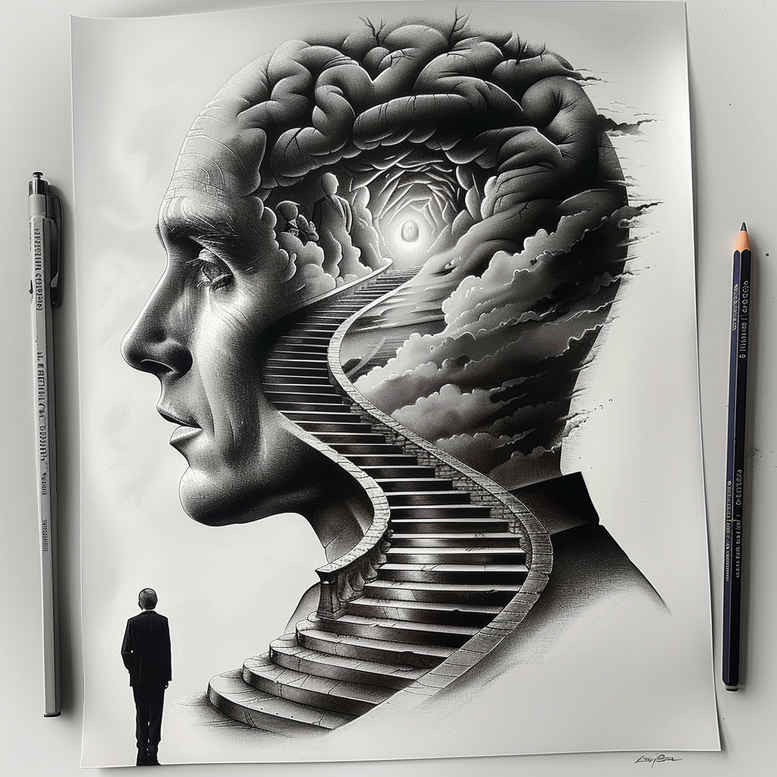 dotted-figure-tattoo – tattoo design ideas free ai generated – deep-shadows – for-side-torso – Gallery: surrealistic-characters-inkby-ai
