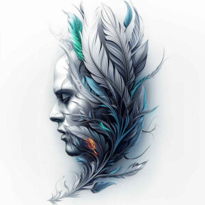 dotted-figure-tattoo – tattoo design ideas free ai generated – mystic-darkness – for-nape – Gallery: surrealistic-characters-inkby-ai