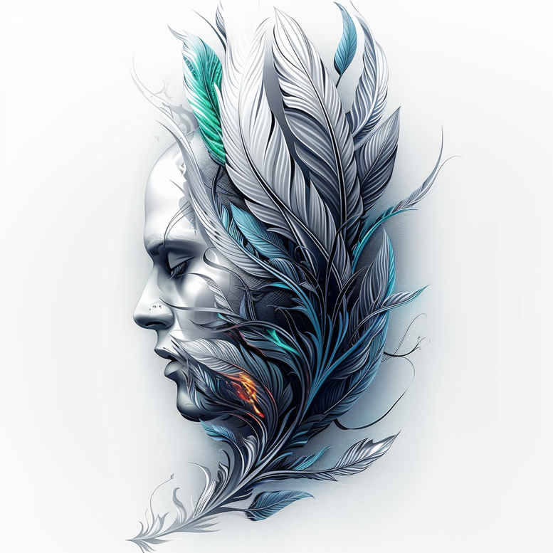 dotted-figure-tattoo – tattoo design ideas free ai generated – mystic-darkness – for-nape – Gallery: surrealistic-characters-inkby-ai