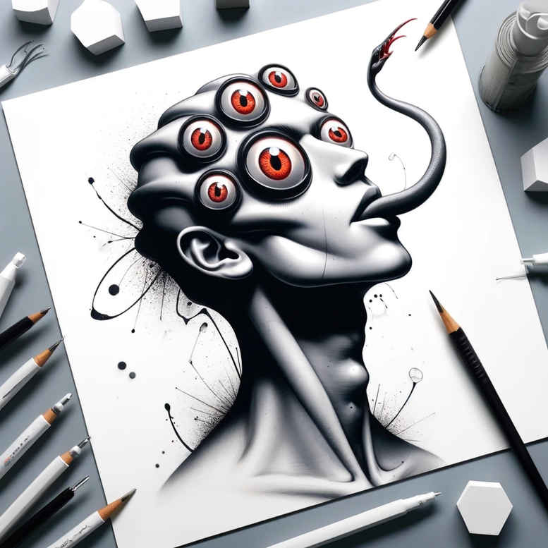 dream-figure-tattoo – tattoo design ideas free ai generated – possessed – for-back-of-neck – Gallery: surrealistic-characters-inkby-ai