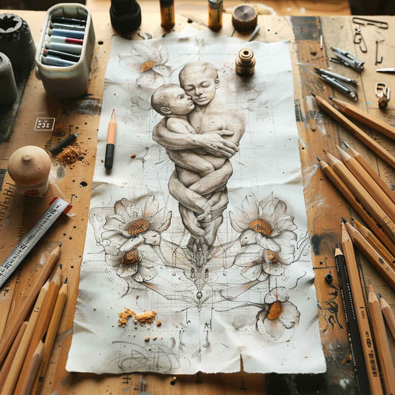 energy-motif-figure-tattoo – tattoo design ideas free ai generated – haunting – for-wrist-side – Gallery: surrealistic-characters-inkby-ai