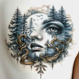 expressive-figure-tattoo – tattoo design ideas free ai generated – abyss – for-knee – Gallery: surrealistic-characters-inkby-ai
