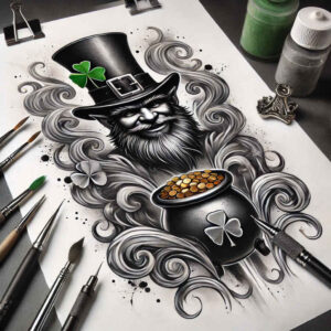 fantasy-motif-figure-tattoo – tattoo design ideas free ai generated – phantom – for-behind-ear – Gallery: surrealistic-characters-inkby-ai