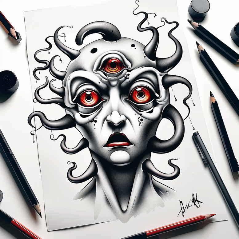 fantasy-motif-figure-tattoo – tattoo design ideas free ai generated – spirit – for-shin – Gallery: surrealistic-characters-inkby-ai