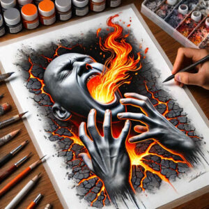 lined-figure-tattoo – tattoo design ideas free ai generated – abyss – for-lower-back – Gallery: surrealistic-characters-inkby-ai