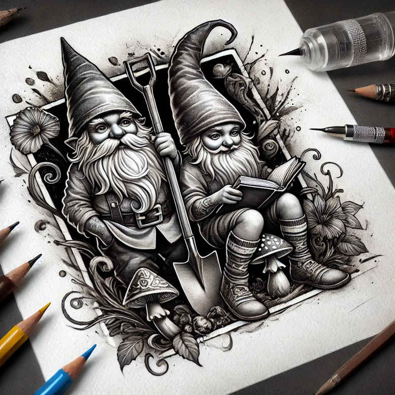 lined-figure-tattoo – tattoo design ideas free ai generated – chilling – for-spine – Gallery: surrealistic-characters-inkby-ai