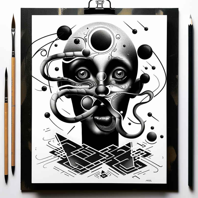 lined-figure-tattoo – tattoo design ideas free ai generated – invisible-entity – for-nape – Gallery: surrealistic-characters-inkby-ai