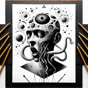 moving-figure-tattoo – tattoo design ideas free ai generated – terrifying – for-foot – Gallery: surrealistic-characters-inkby-ai