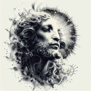 ornamental-detail-figure-tattoo – tattoo design ideas free ai generated – foggy – for-upper-back – Gallery: surrealistic-characters-inkby-ai