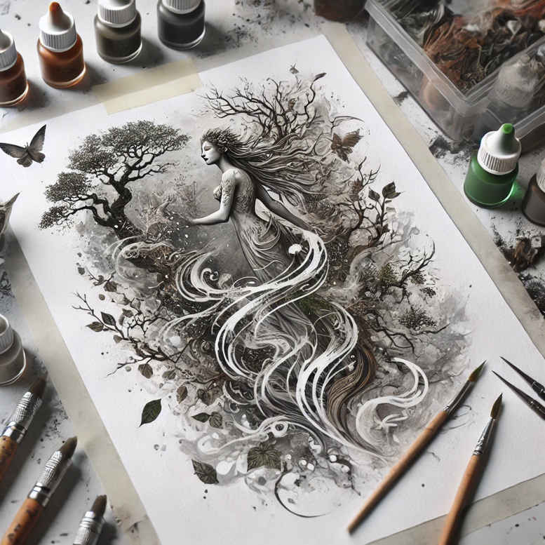 surrealistic-characters tattoo design ideas clean fill distorted face for behind ear