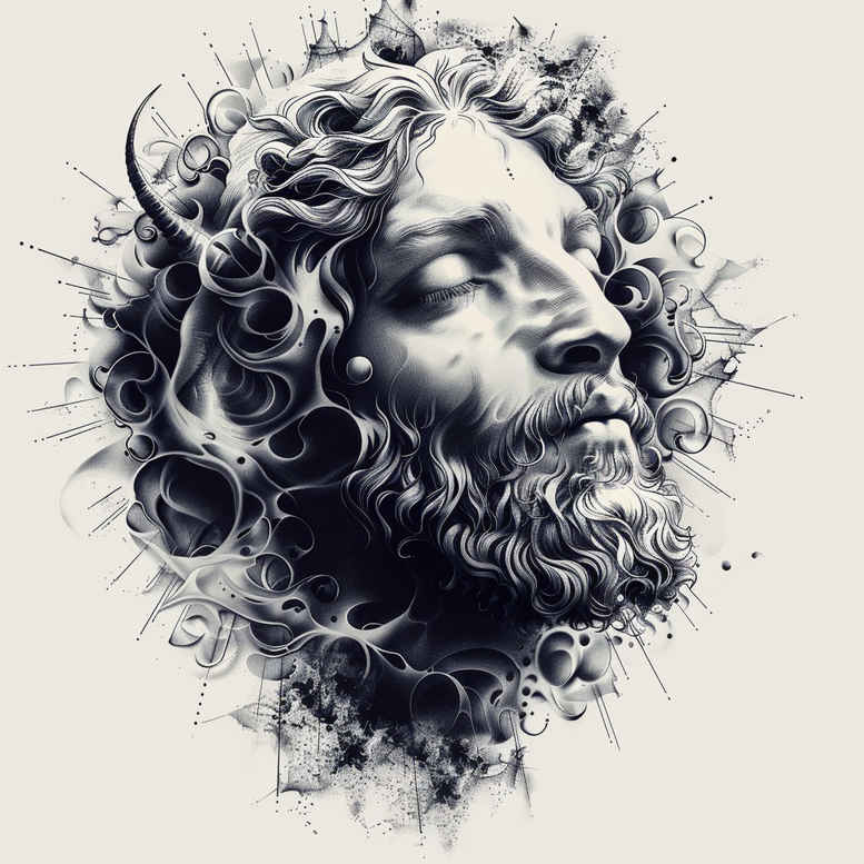 surrealistic-characters tattoo design ideas crisp lines distorted face for lower back