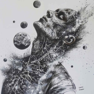 surrealistic-characters tattoo design ideas solid fill distorted face strength and power