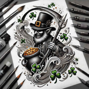 surrealistic-characters tattoo design ideas wide-angle dream dweller endurance and power