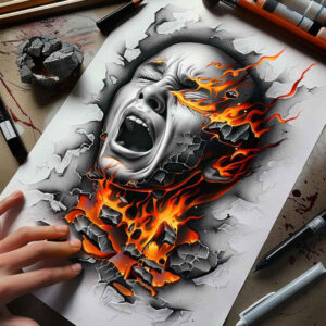 surrealistic-characters tattoo design ideas solid fill dream human for fingers